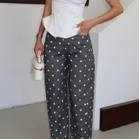 Vintage Polka Dot Washed Barrel Jeans