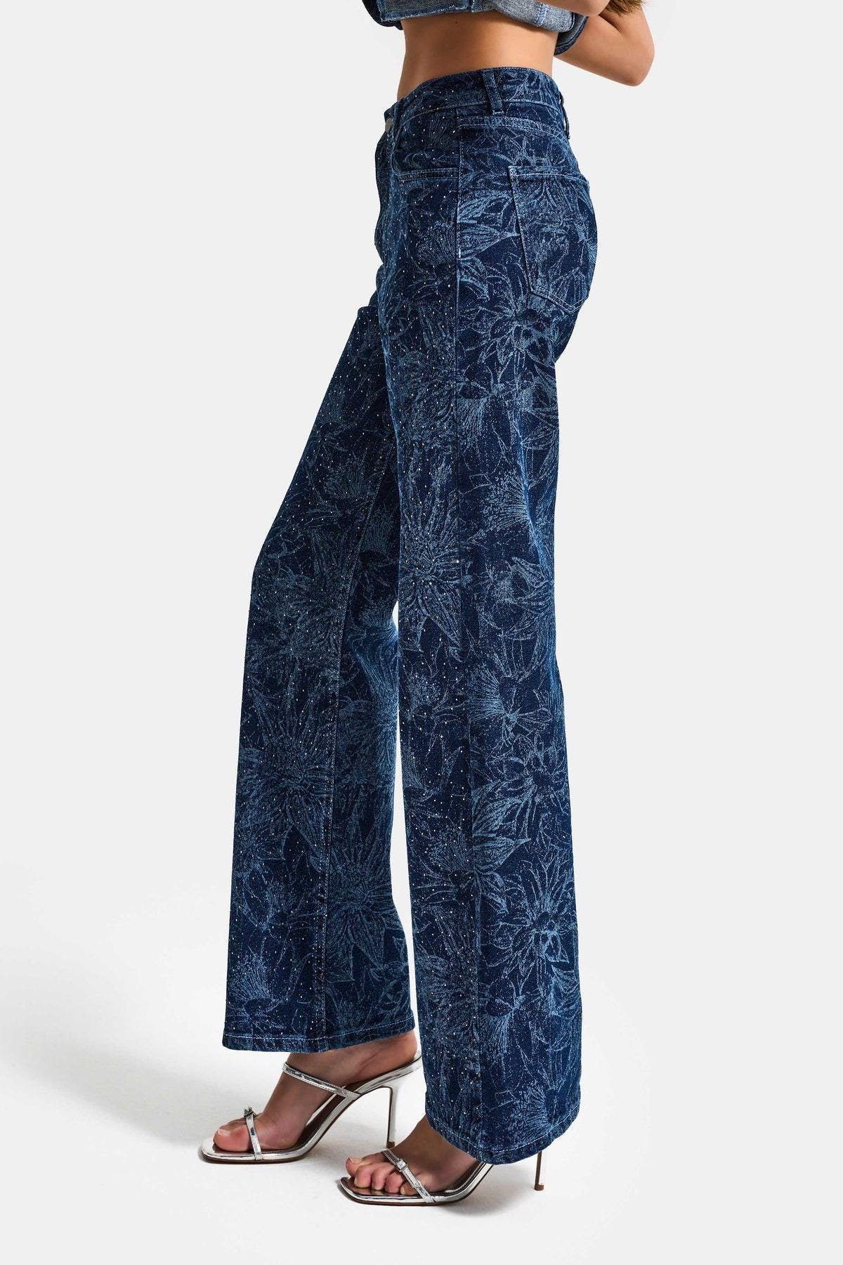 Asymmetric Waist Vintage Flare Jeans - Image 3