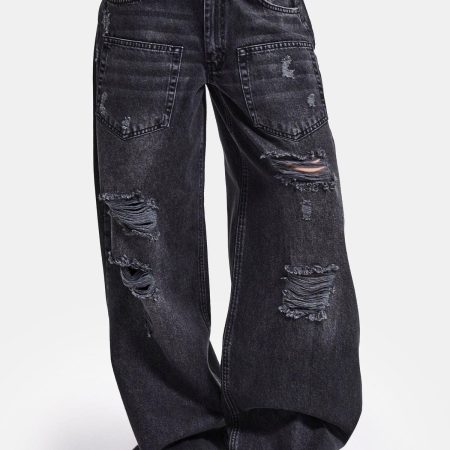 Vintage Distressed Utility Pocket Baggy Jeans