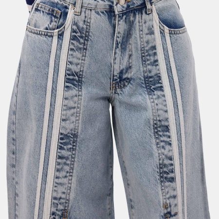 Vintage Contrast Stripe Wide Leg Jeans