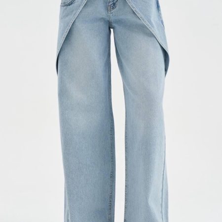 Layered Pocket Panel Wide Leg Jeans