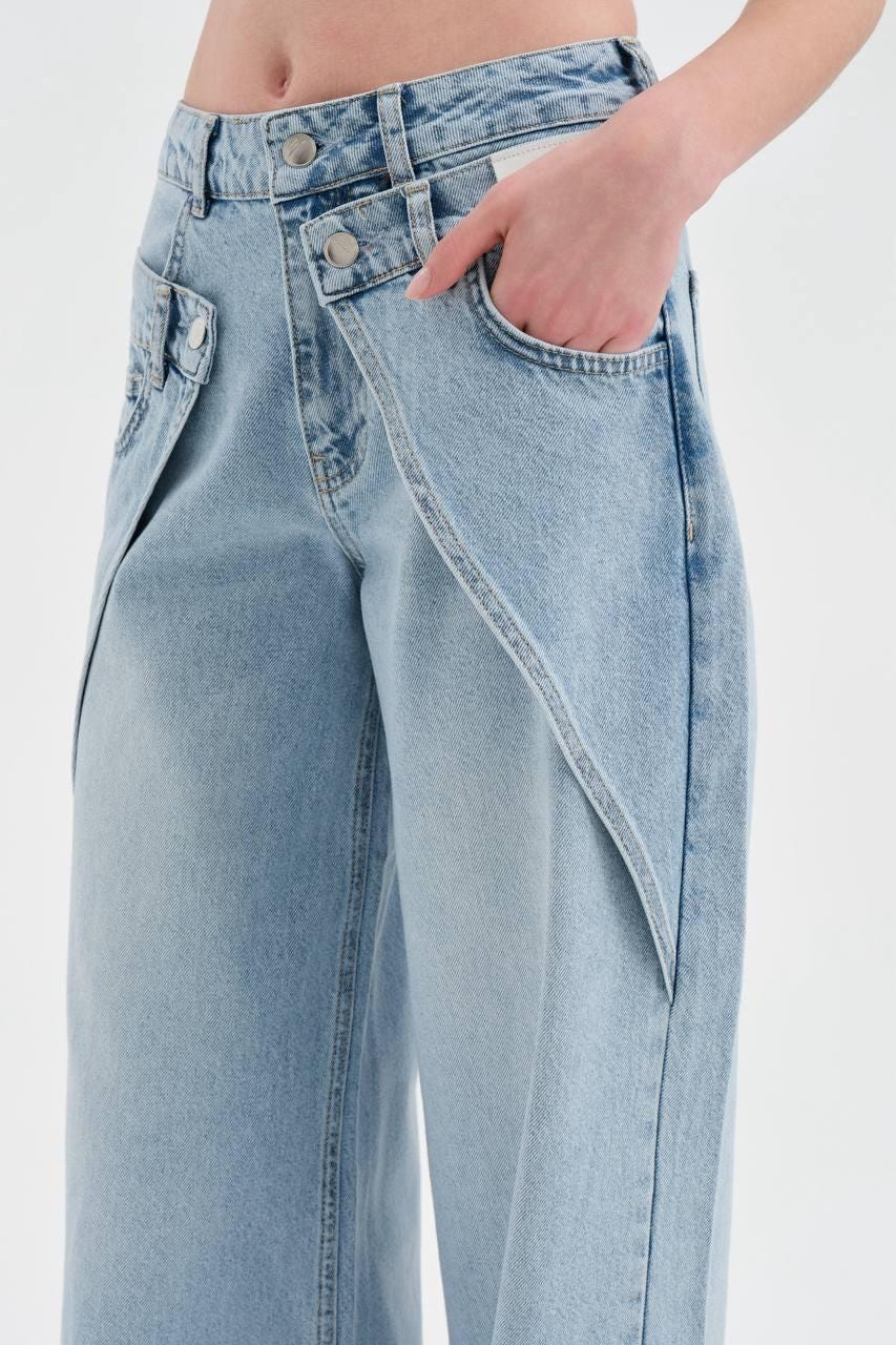 Layered Pocket Panel Wide Leg Jeans - Image 2