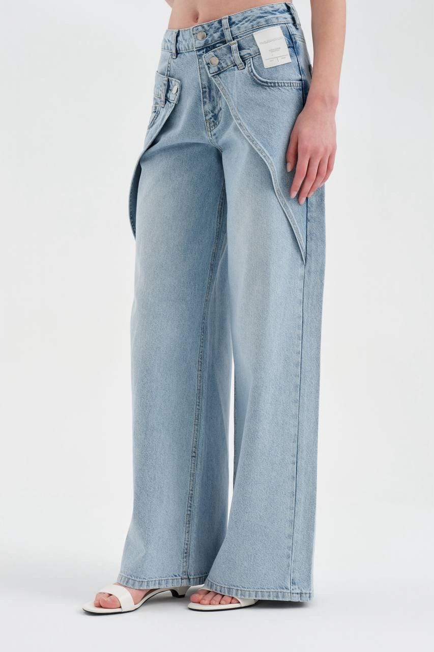 Layered Pocket Panel Wide Leg Jeans - Image 3