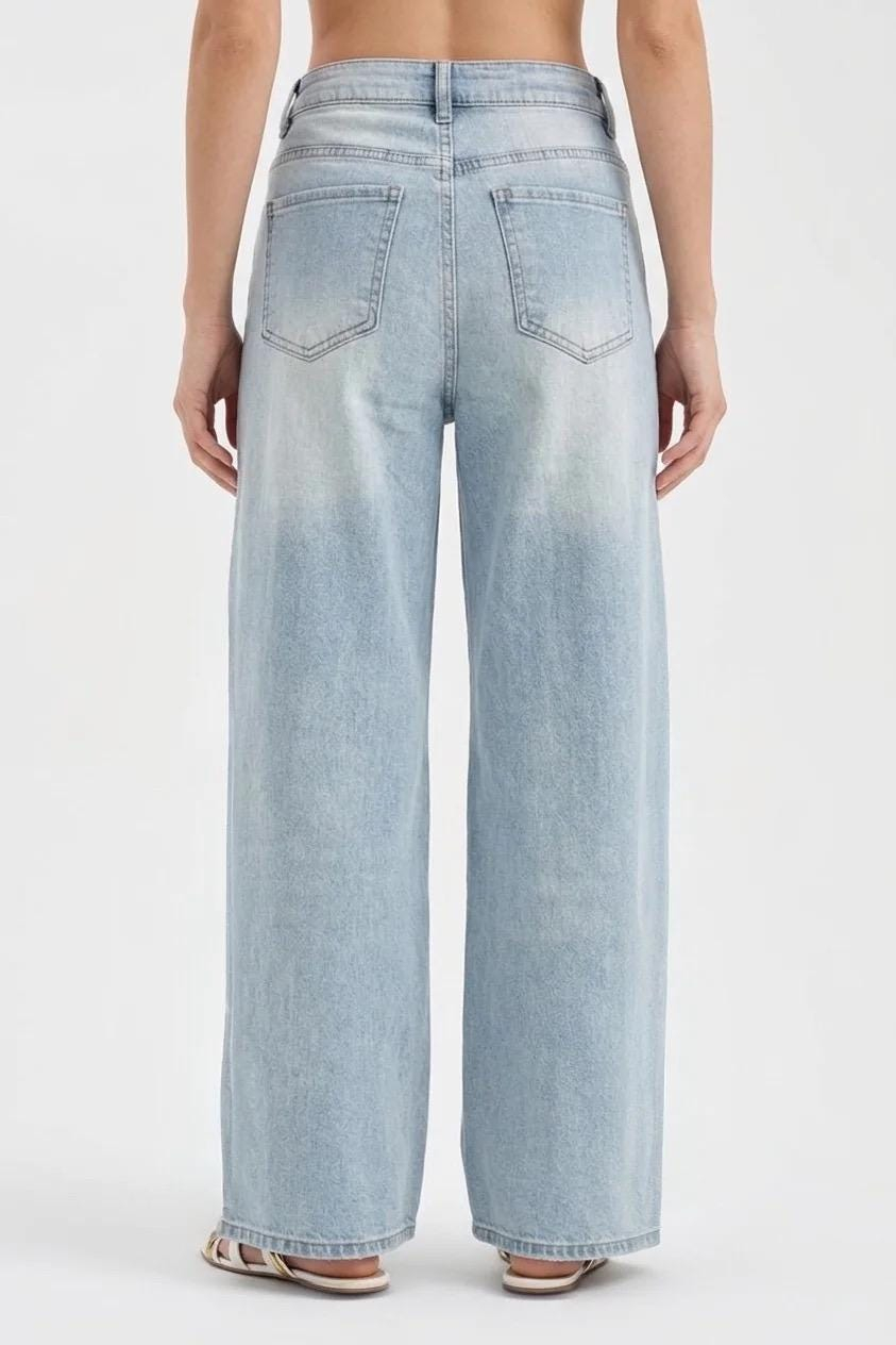Dreamy Butterfly Motif Wide Leg Jeans - Image 3