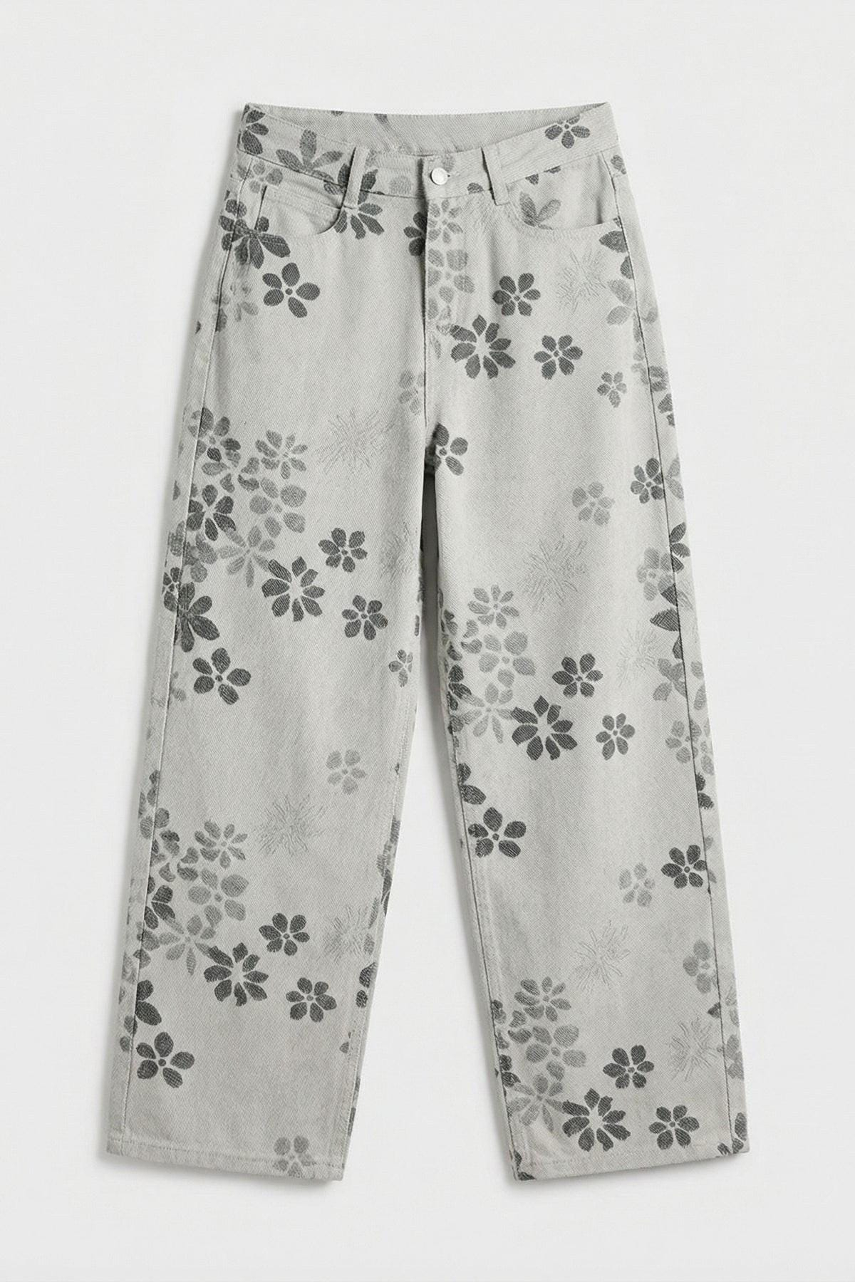Vintage Floral Print Wide Leg Jeans - Image 2